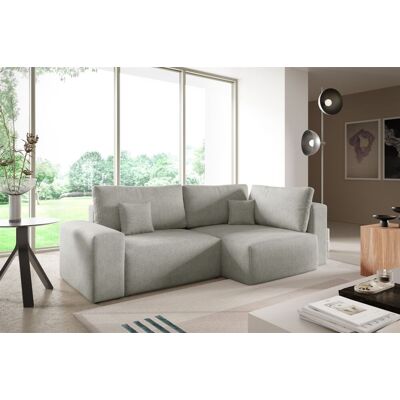 Fun Möbel Ecksofa Schlafsofa Sofa ARONA in Stoff Centaur Hellgrau Ottomane Rechts Fun Möbel Ecksofa Schlafsofa Sofa ARONA in Stoff Centaur Hellgrau Ottomane Rechts