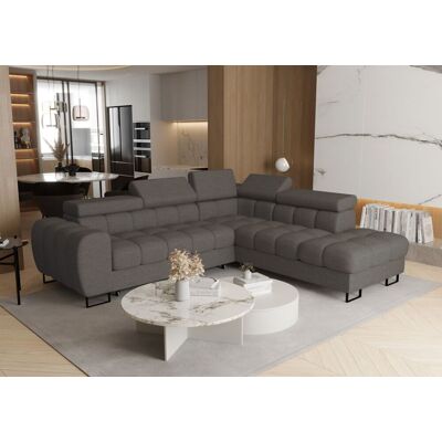 Fun Moebel Ecksofa Schlafsofa BASTIEN MAX in Stoff Aragon Dunkelgrau Ottomane Rechts Fun Moebel Ecksofa Schlafsofa BASTIEN MAX in Stoff Aragon Dunkelgrau Ottomane Rechts