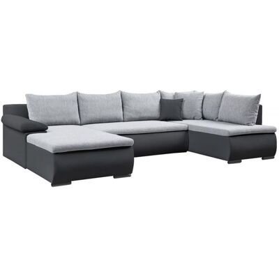 Fun Moebel Couchgarnitur Camilla U-Form Kuntleder Schwarz / Stoff Grau Fun Moebel Couchgarnitur Camilla U-Form Kuntleder Schwarz / Stoff Grau