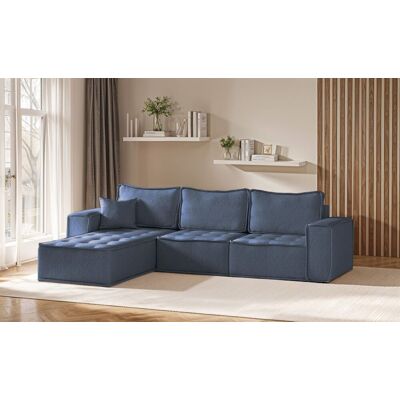 Fun Möbel Ecksofa Modulsofa 3-teilig SANDE Stoff Raven Blau Ottomane Links Fun Möbel Ecksofa Modulsofa 3-teilig SANDE Stoff Raven Blau Ottomane Links