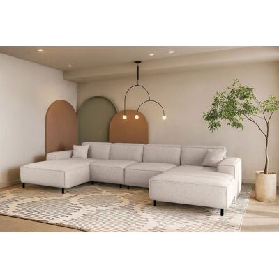 Fun Möbel Wohnlandschaft Sofa U-Form GLORIA in Stoff Artico Creme Fun Möbel Wohnlandschaft Sofa U-Form GLORIA in Stoff Artico Creme