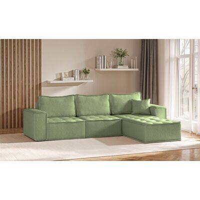 Fun Möbel Ecksofa Modulsofa 3-teilig SANDE Stoff Alpine Hellgrün Ottomane Rechts Fun Möbel Ecksofa Modulsofa 3-teilig SANDE Stoff Alpine Hellgrün Ottomane Rechts