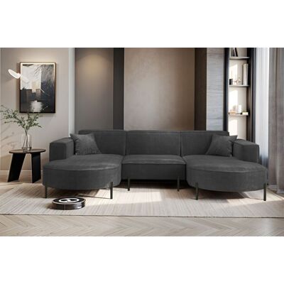 Fun Möbel Wohnlandschaft U-Form Sofa VALENCIA in Stoff Noel Grafit Fun Möbel Wohnlandschaft U-Form Sofa VALENCIA in Stoff Noel Grafit