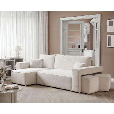 Fun Möbel Ecksofa Schlafsofa Sofa ADARA inkl. Hocker in Stoff Centaur Creme Ottomane Links Fun Möbel Ecksofa Schlafsofa Sofa ADARA inkl. Hocker in Stoff Centaur Creme Ottomane Links