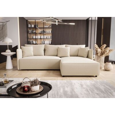 Fun Möbel OUTLET Ecksofa Schlafsofa EVORA Stoff Poso Creme Ottomane Rechts Fun Möbel OUTLET Ecksofa Schlafsofa EVORA Stoff Poso Creme Ottomane Rechts