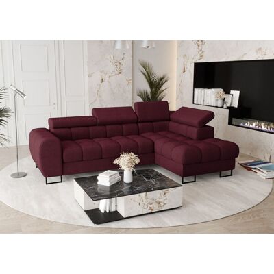 Fun Moebel Ecksofa Schlafsofa BASTIEN in Stoff Moly Bordeaux Ottomane Rechts Fun Moebel Ecksofa Schlafsofa BASTIEN in Stoff Moly Bordeaux Ottomane Rechts
