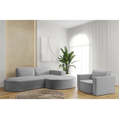 Fun Möbel Sofa Set 2-teilig Sessel und Ecksofa PALMA XS Stoff Ascot Taupe Ottomane Rechts Fun Möbel Sofa Set 2-teilig Sessel und Ecksofa PALMA XS Stoff Ascot Taupe Ottomane Rechts
