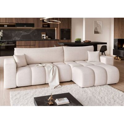 Fun Möbel Ecksofa Schlafsofa Sofa ANABEL MAX in Stoff Quelle Weiß Ottomane Rechts Fun Möbel Ecksofa Schlafsofa Sofa ANABEL MAX in Stoff Quelle Weiß Ottomane Rechts