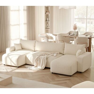 Fun Möbel Wohnlandschaft mit Schlaffunktion Schlafsofa LUNA in Stoff Baltimore Creme Fun Möbel Wohnlandschaft mit Schlaffunktion Schlafsofa LUNA in Stoff Baltimore Creme
