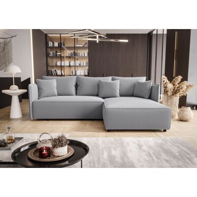 Fun Möbel Ecksofa Schlafsofa EVORA Stoff Poso Hellgrau Ottomane Rechts Fun Möbel Ecksofa Schlafsofa EVORA Stoff Poso Hellgrau Ottomane Rechts