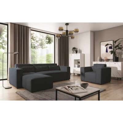 Fun Möbel Ecksofa Schlafsofa inkl. Sessel WALDO Stoff Brooklyn Meeresblau Ottomane Links Fun Möbel Ecksofa Schlafsofa inkl. Sessel WALDO Stoff Brooklyn Meeresblau Ottomane Links