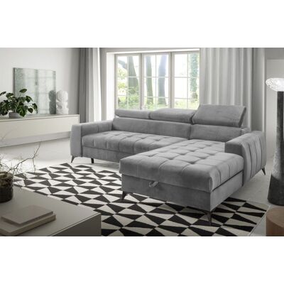 Fun Möbel Ecksofa Schlafsofa Sofa AGNESA XS Stoff Salvador Hellgrau Ottomane Rechts Fun Möbel Ecksofa Schlafsofa Sofa AGNESA XS Stoff Salvador Hellgrau Ottomane Rechts