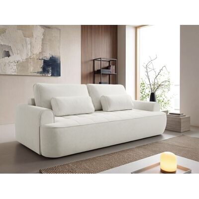Fun Möbel Sofa 3-Sitzer mit Schlaffunktion HUNTER in Stoff Soft Weiß Fun Möbel Sofa 3-Sitzer mit Schlaffunktion HUNTER in Stoff Soft Weiß
