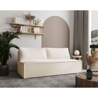 Fun Möbel Sofa Designersofa EMMA 3-Sitzer mit Schlaffunktion in Stoff Zoom Creme Fun Möbel Sofa Designersofa EMMA 3-Sitzer mit Schlaffunktion in Stoff Zoom Creme