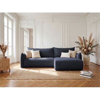 Fun Möbel Ecksofa Schlafsofa MAILAND in Stoff Tilia Dunkelblau Ottomane Rechts Fun Möbel Ecksofa Schlafsofa MAILAND in Stoff Tilia Dunkelblau Ottomane Rechts