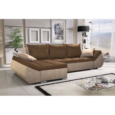 Fun Moebel - KLEO - Beige-Schokobraun - Ottomane Links - Ecksofa Fun Moebel - KLEO - Beige-Schokobraun - Ottomane Links - Ecksofa