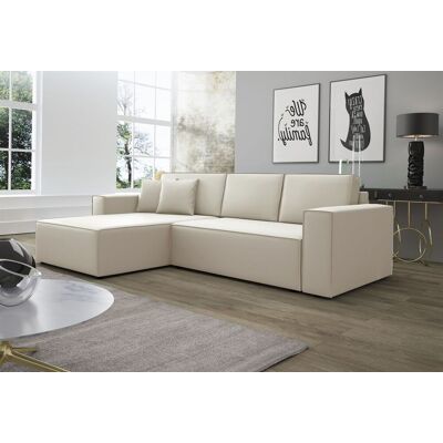Fun Moebel Ecksofa Schlafsofa Sofa CONOR Kunstleder Creme Ottomane Links Fun Moebel Ecksofa Schlafsofa Sofa CONOR Kunstleder Creme Ottomane Links