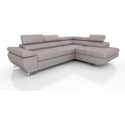Fun Moebel Couchgarnitur ELON Stoff Taupe mit Schlaffunktion Ottomane Rechts Fun Moebel Couchgarnitur ELON Stoff Taupe mit Schlaffunktion Ottomane Rechts