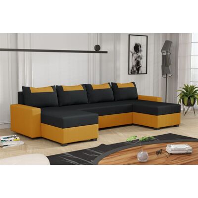 Fun Möbel Wohnlandschaft Schlafsofa Sofa HEDVIG Stoff Manila Goldgelb- Schwarz Fun Möbel Wohnlandschaft Schlafsofa Sofa HEDVIG Stoff Manila Goldgelb- Schwarz