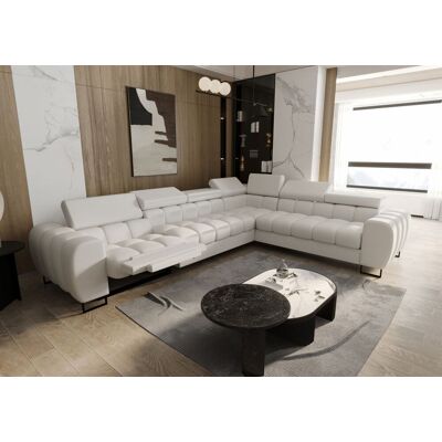 Fun Moebel Ecksofa Schlafsofa BASTIEN RELAX in Stoff Terra Hellbeige Ottomane Rechts Fun Moebel Ecksofa Schlafsofa BASTIEN RELAX in Stoff Terra Hellbeige Ottomane Rechts