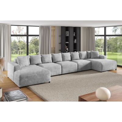 Fun Möbel Wohnlandschaft Sofa U-Form Designersofa MEGAN XL in Stoff Poso Hellgrau Fun Möbel Wohnlandschaft Sofa U-Form Designersofa MEGAN XL in Stoff Poso Hellgrau