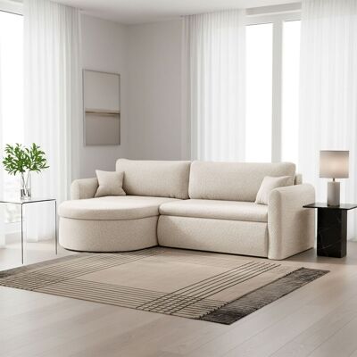 Fun Möbel Ecksofa Schlafsofa FELIZ Stoff Quelle Creme Ottomane Links Fun Möbel Ecksofa Schlafsofa FELIZ Stoff Quelle Creme Ottomane Links