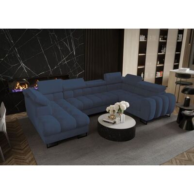 Fun Moebel Wohnlandschaft Schlafsofa BASTIEN in Stoff Terra Blau Ottomane Links Fun Moebel Wohnlandschaft Schlafsofa BASTIEN in Stoff Terra Blau Ottomane Links
