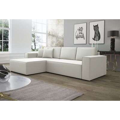 Fun Moebel Ecksofa Schlafsofa Sofa CONOR Kunstleder Weiss Ottomane Links Fun Moebel Ecksofa Schlafsofa Sofa CONOR Kunstleder Weiss Ottomane Links