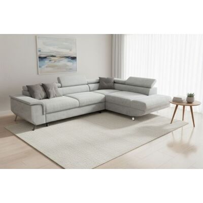 Fun Möbel Ecksofa mit Schlaffunktion PLATO Sofa in Stoff Onega Hellgrau Ottomane Rechts Fun Möbel Ecksofa mit Schlaffunktion PLATO Sofa in Stoff Onega Hellgrau Ottomane Rechts