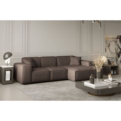 Fun Moebel - CELES - Taupe - Rechte Ottomane - Sofa Fun Moebel - CELES - Taupe - Rechte Ottomane - Sofa