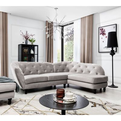 Fun Möbel CHARLOTTE Cappuccino Matt Velvet Ottomane Rechts - Ecksofa Fun Möbel CHARLOTTE Cappuccino Matt Velvet Ottomane Rechts - Ecksofa
