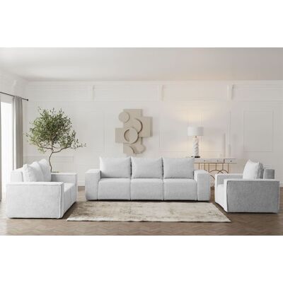 Fun Möbel Sofaset Designersofa ESTELLE 3-2-1 mit Schlaffunktion Stoff Abriamo Hellgrau Fun Möbel Sofaset Designersofa ESTELLE 3-2-1 mit Schlaffunktion Stoff Abriamo Hellgrau