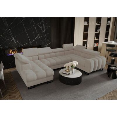 Fun Moebel Wohnlandschaft Schlafsofa BASTIEN in Stoff Terra Beige Ottomane Links Fun Moebel Wohnlandschaft Schlafsofa BASTIEN in Stoff Terra Beige Ottomane Links