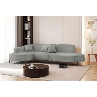 Fun Moebel Ecksofa Designersofa VALENCIA in Stoff Scala Grau Ottomane Links Fun Moebel Ecksofa Designersofa VALENCIA in Stoff Scala Grau Ottomane Links