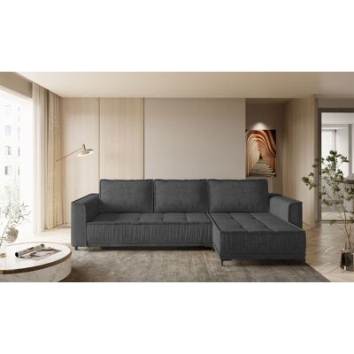 Fun Möbel Ecksofa Schlafsofa Sofa JUNA Stoff Terra Dunkelgrau Ottomane Rechts Fun Möbel Ecksofa Schlafsofa Sofa JUNA Stoff Terra Dunkelgrau Ottomane Rechts