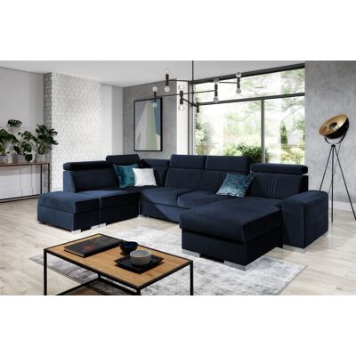 Fun Moebel Wohnlandschaft Schlafsofa NOLAN USB in Stoff Monolith Dunkelblau Ottomane Rechts Fun Moebel Wohnlandschaft Schlafsofa NOLAN USB in Stoff Monolith Dunkelblau Ottomane Rechts
