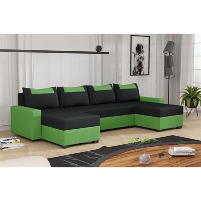 Fun Möbel Wohnlandschaft Schlafsofa Sofa HEDVIG LUX Stoff Manila Grün- Schwarz Fun Möbel Wohnlandschaft Schlafsofa Sofa HEDVIG LUX Stoff Manila Grün- Schwarz