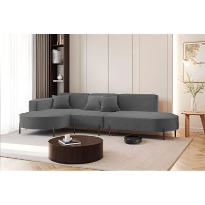 Fun Moebel Ecksofa Designersofa VALENCIA in Stoff Quelle Dunkelgrau Ottomane Links Fun Moebel Ecksofa Designersofa VALENCIA in Stoff Quelle Dunkelgrau Ottomane Links