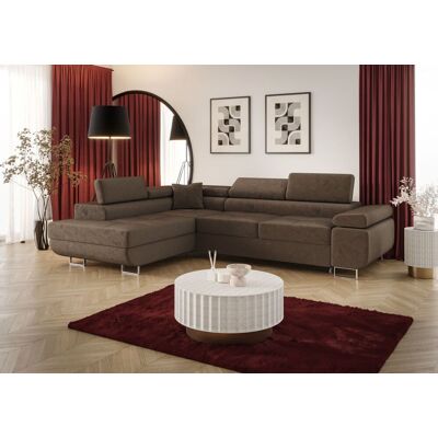 Fun Möbel Ecksofa Schlafsofa Sofa MONARO Stoff Monolith Braun Ottomane Links Fun Möbel Ecksofa Schlafsofa Sofa MONARO Stoff Monolith Braun Ottomane Links