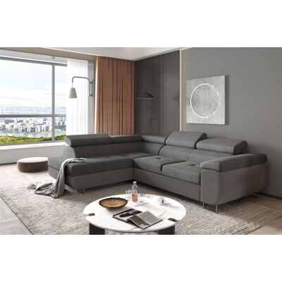 Fun Moebel Ecksofa Sofa JADE Stoff Sawana Dunkelgrau mit Schlaffunktion Ottomane Links Fun Moebel Ecksofa Sofa JADE Stoff Sawana Dunkelgrau mit Schlaffunktion Ottomane Links