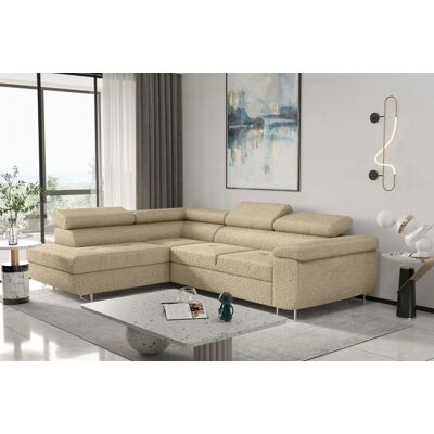 Fun Moebel Ecksofa Sofa JADE Stoff Ascot Champagner mit Schlaffunktion Ottomane Links Fun Moebel Ecksofa Sofa JADE Stoff Ascot Champagner mit Schlaffunktion Ottomane Links