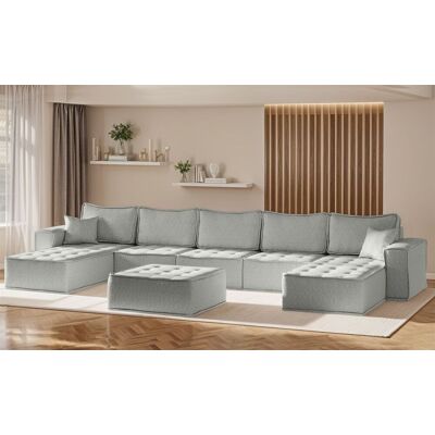 Fun Möbel Wohnlandschaft Sofa U-Form Modulsofa-Set 6-teilig SANDE Stoff Alpine Hellgrau Fun Möbel Wohnlandschaft Sofa U-Form Modulsofa-Set 6-teilig SANDE Stoff Alpine Hellgrau