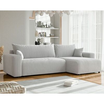 Fun Möbel Ecksofa mit Schlaffunktion LUNA MAX in Stoff Poso Hellgrau Ottomane Rechts Fun Möbel Ecksofa mit Schlaffunktion LUNA MAX in Stoff Poso Hellgrau Ottomane Rechts
