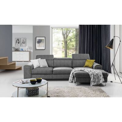 Fun Moebel STELLA - Dunkelgrau - Ottomane rechts - Sofa Fun Moebel STELLA - Dunkelgrau - Ottomane rechts - Sofa