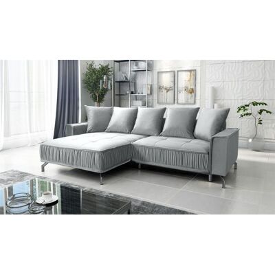 Fun Möbel Ecksofa Schlafsofa Sofa FLORENCE Stoff Element Hellgrau Ottomane Links Fun Möbel Ecksofa Schlafsofa Sofa FLORENCE Stoff Element Hellgrau Ottomane Links