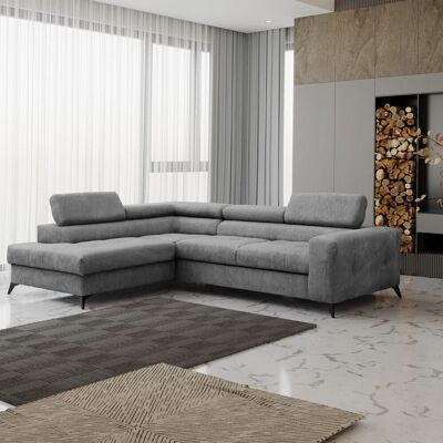 Fun Möbel Ecksofa Schlafsofa AMADEO Stoff Anafi Anthrazit Ottomane Links Fun Möbel Ecksofa Schlafsofa AMADEO Stoff Anafi Anthrazit Ottomane Links