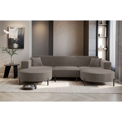 Fun Möbel Wohnlandschaft U-Form Sofa VALENCIA in Stoff Quelle Braun Fun Möbel Wohnlandschaft U-Form Sofa VALENCIA in Stoff Quelle Braun