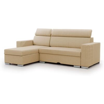 Fun Möbel Ecksofa Schlafsofa Sofa CANTON in Stoff Liverpool Beige Ottomane Links Fun Möbel Ecksofa Schlafsofa Sofa CANTON in Stoff Liverpool Beige Ottomane Links