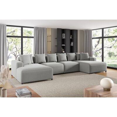 Fun Möbel Wohnlandschaft Sofa U-Form Designersofa MEGAN in Stoff Salvador Hellgrau Fun Möbel Wohnlandschaft Sofa U-Form Designersofa MEGAN in Stoff Salvador Hellgrau