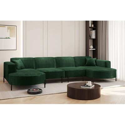 Fun Möbel Wohnlandschaft U-Form Sofa VALENCIA XL in Stoff Noel Dunkelgrün Fun Möbel Wohnlandschaft U-Form Sofa VALENCIA XL in Stoff Noel Dunkelgrün